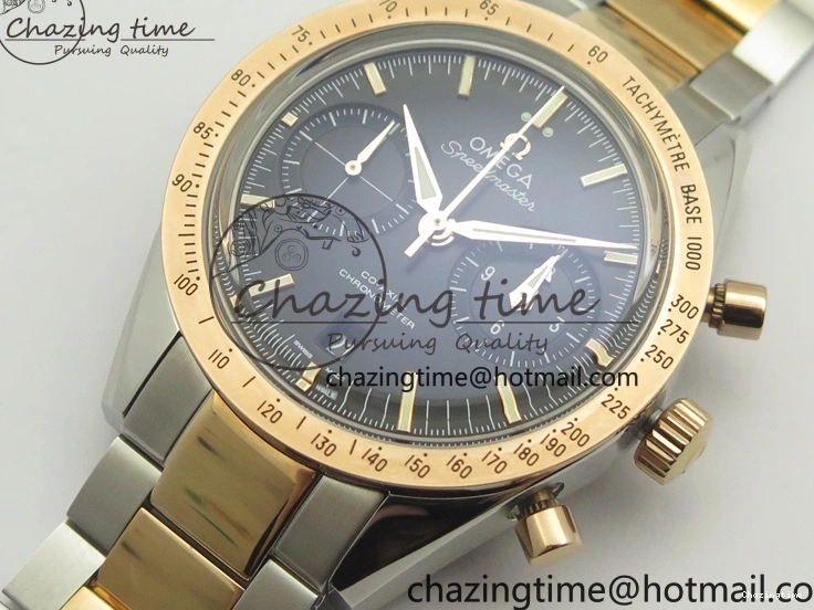 0521 Speedmaster ’57 Co-Axial SS RG OMF 1:1 Best Edition Black Dial On SS RG Bracelet A9300 (Free Leather Strap) RelaxedFit 8071